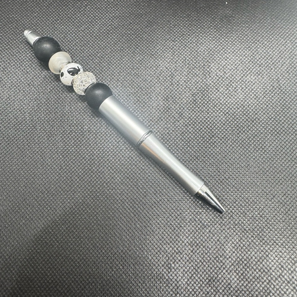 Silver and Black Beaded Pen